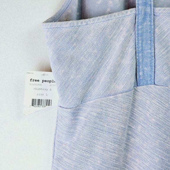 Free People Changing Directions Blue Space Dye Bodycon Mini Dress, Sz Lg, NWT - Picture 7 of 9